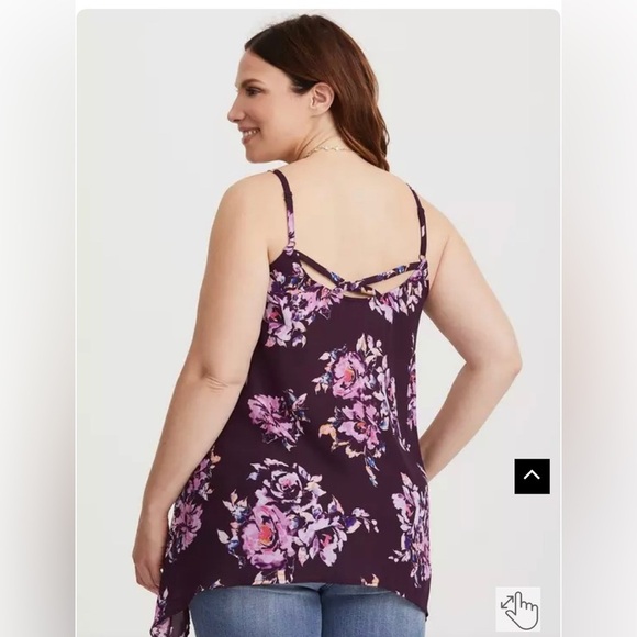 Torrid Size 2 Georgette Sharkbite Hem Swing Cami Purple Floral Tank Top 2X - Picture 2 of 8